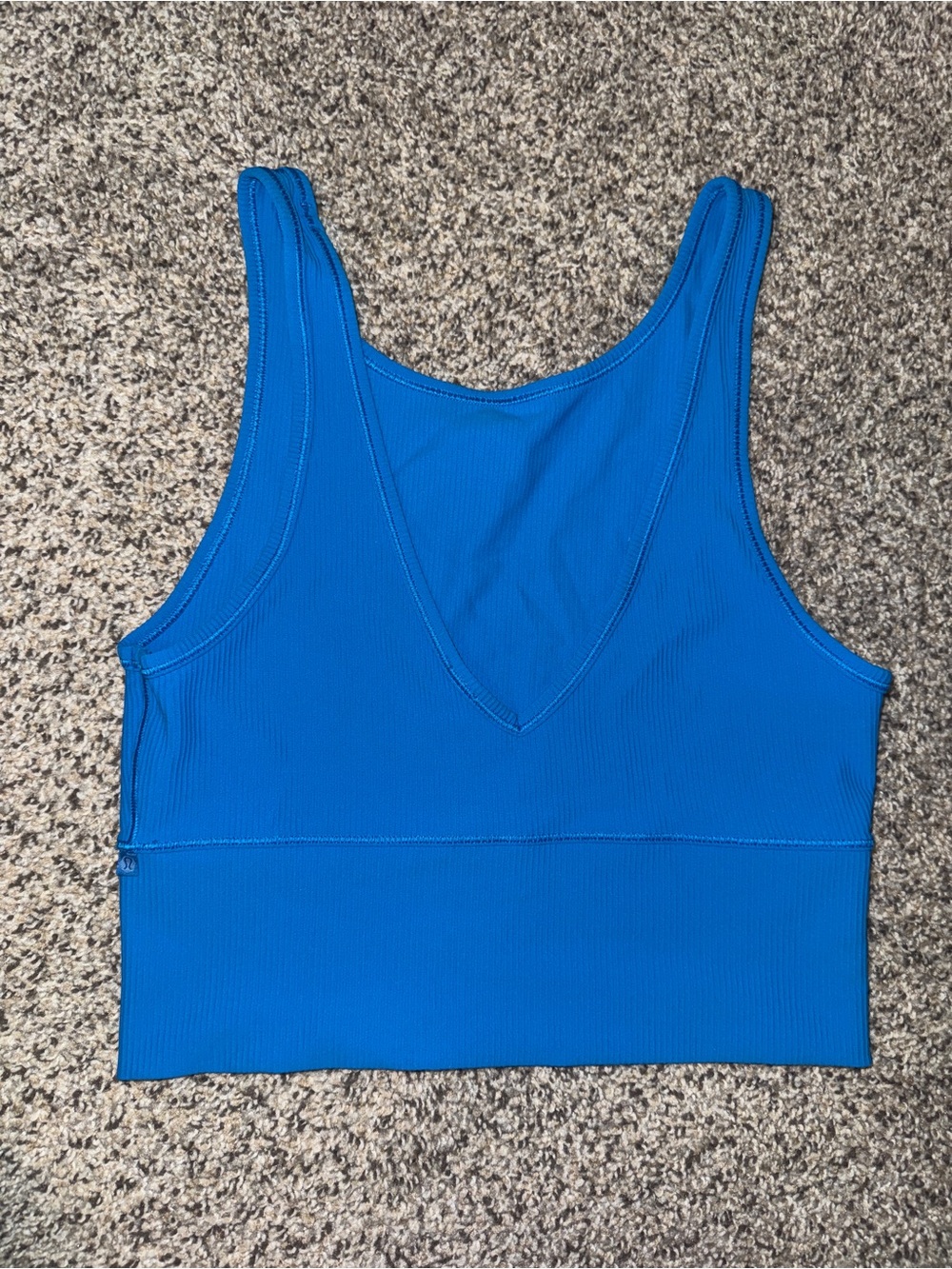 Lululemon Blue Ribbed V-Neck Top - Electric Blue